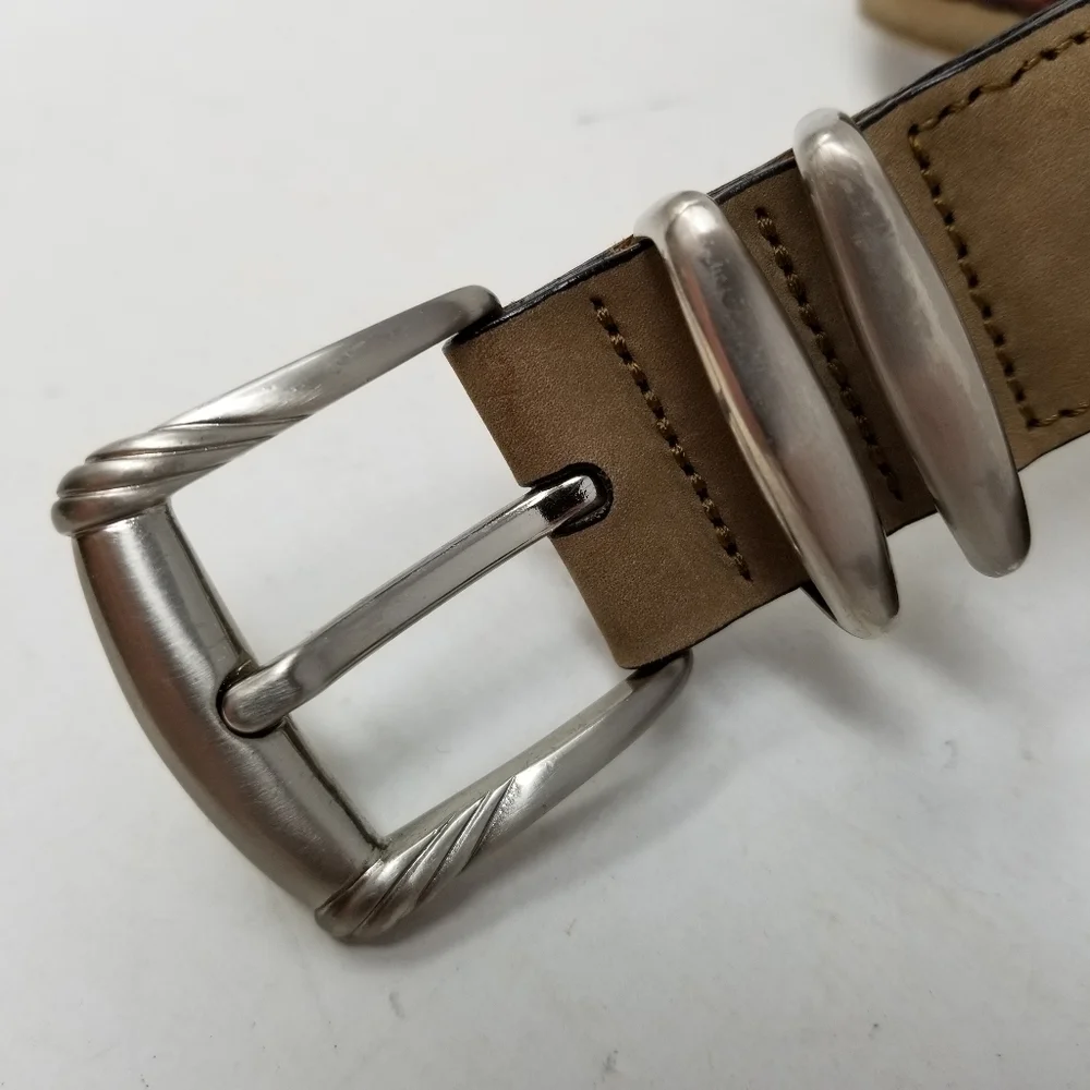 Tommy Bahama Braided Leather Belt Men's Size 36 Brown Tan Western Silver Tone